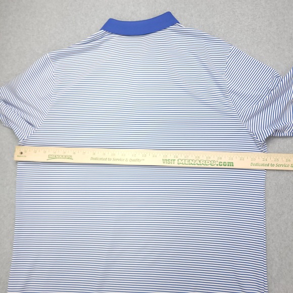 Nike Dri-Fit Polo Golfr Shirt Men's XL Blue White Stiped Standard Fit Polyester‎ - Picture 9 of 12
